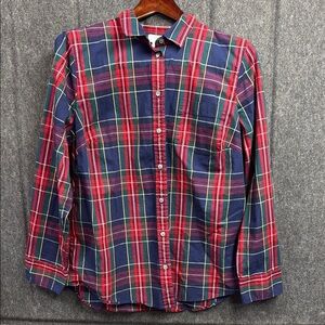 J. Crew Red and Blue Casual Button Down Shirt